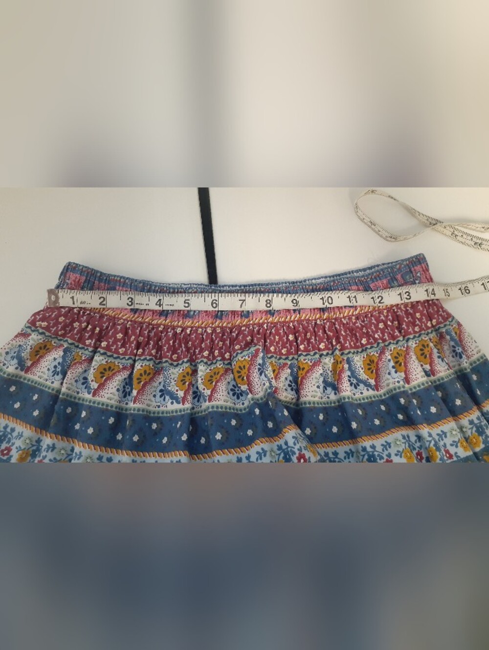 Boho Tiered Floral Patchwork Skirt - Blue & Red - Picture 5 of 6